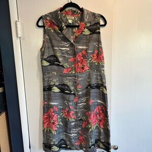 Tommy Bahama Gray and Red Floral Midi Dress